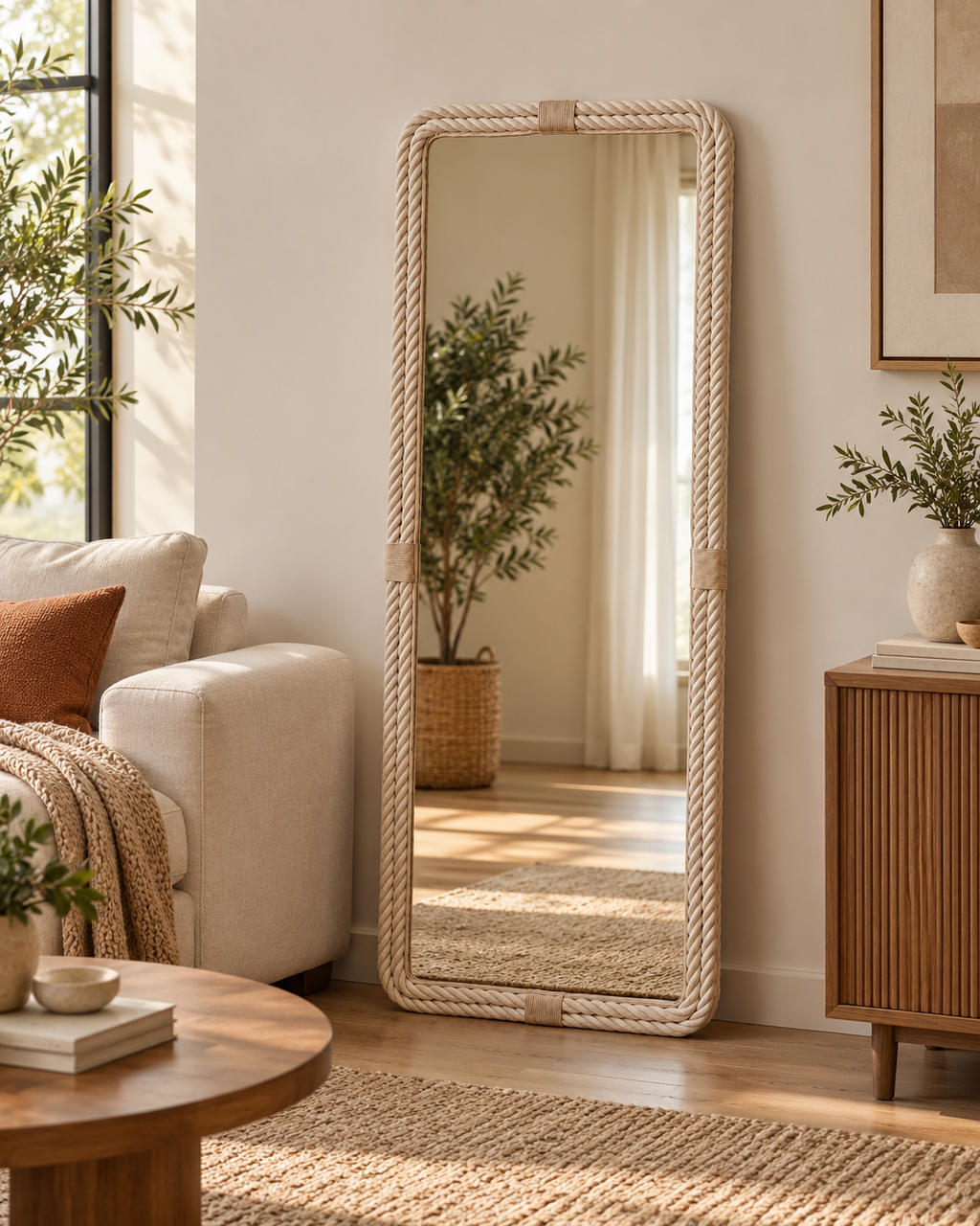 Nural Full Length Rope Mirror 160 × 60 cm | ELVA UAE