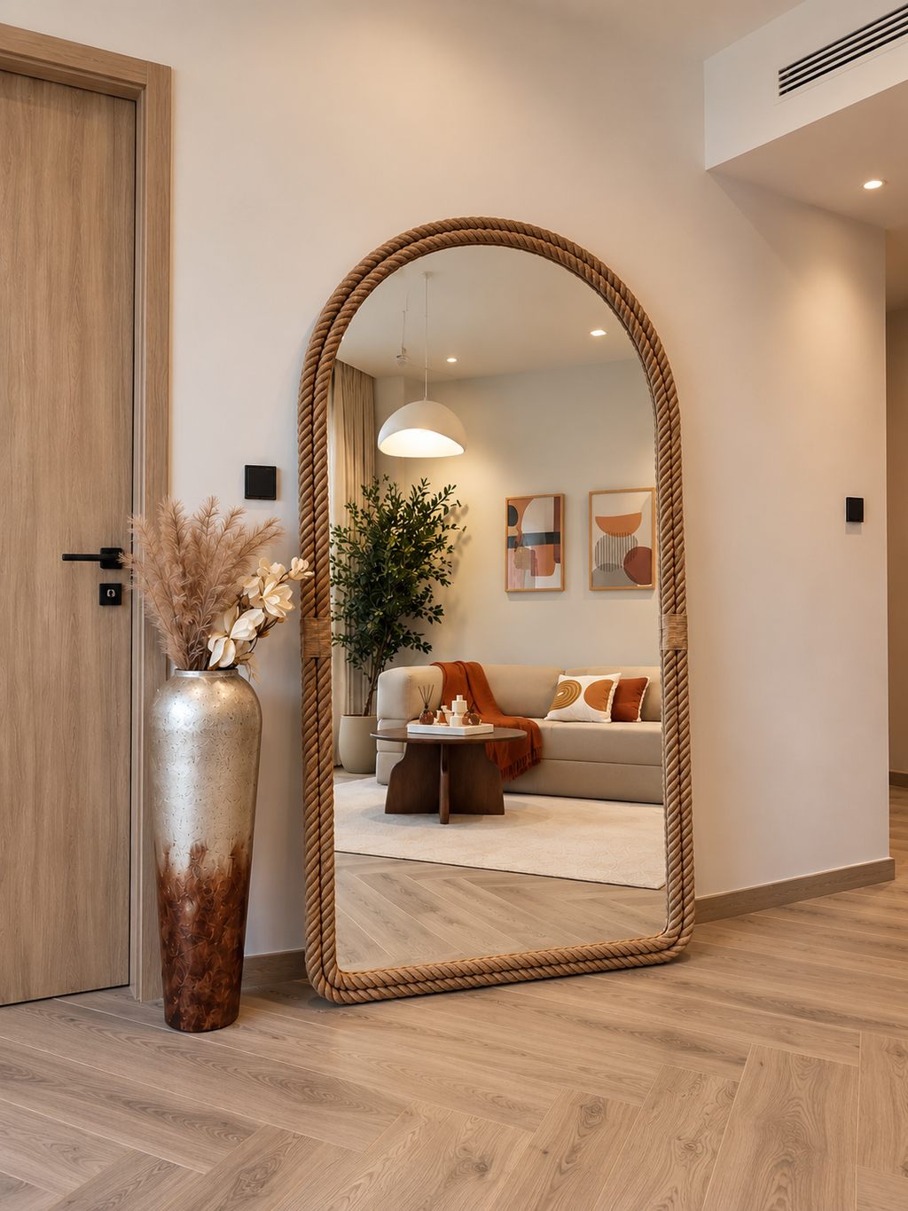Sand Loop Jute Rope Arch Mirror – Handmade | ELVA UAE