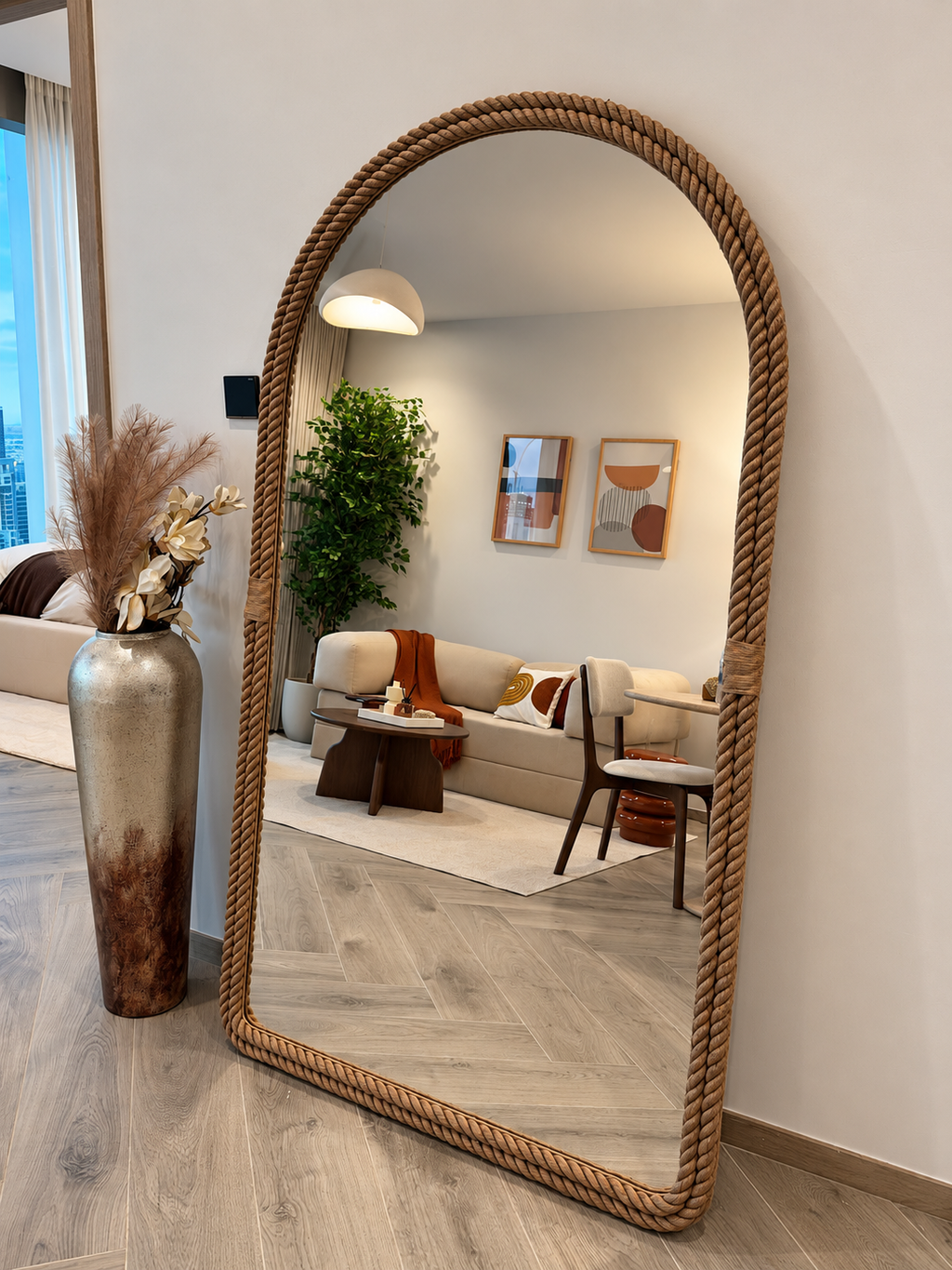 Sand Loop Jute Rope Arch Mirror – Handmade | ELVA UAE
